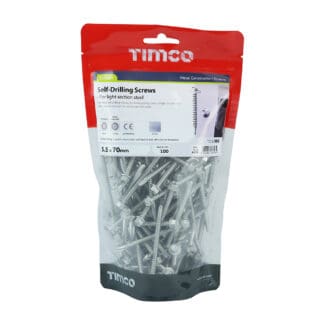 TIMCO Self-Drilling Light Section Screws Exterior Silver - 5.5 x 70