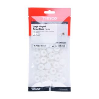 TIMCO Hinged Screw Caps Large White - To fit 5.0 to 6.0 Screw