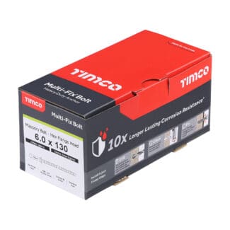 TIMCO Multi-Fix Bolts Hex Flange Head Exterior Silver - 6.0 x 130