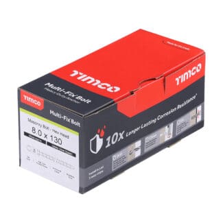 TIMCO Multi-Fix Bolts Hex Head Exterior Silver - 8.0 x 130