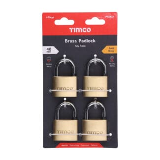 TIMCO Brass Padlocks Key Alike - 40mm
