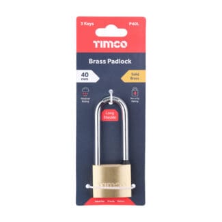 TIMCO Brass Padlock Long Shackle - 40mm