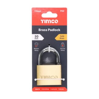 TIMCO Brass Padlock - 50mm