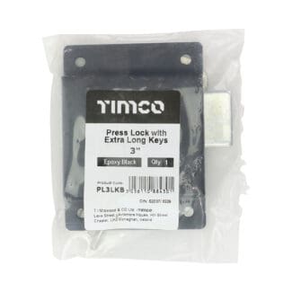 Timco Press Lock with Extra Long Keys Epoxy Black  - 3"