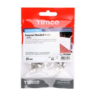 TIMCO Polymer Headed Pins A4 Stainless Steel White - 25mm