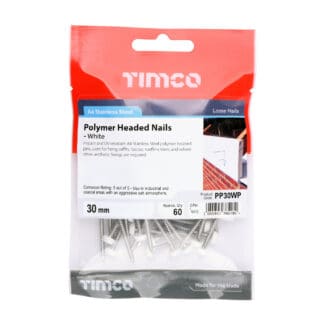TIMCO Polymer Headed Pins A4 Stainless Steel White - 30mm