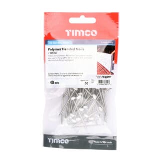 TIMCO Polymer Headed Pins A4 Stainless Steel White - 40mm