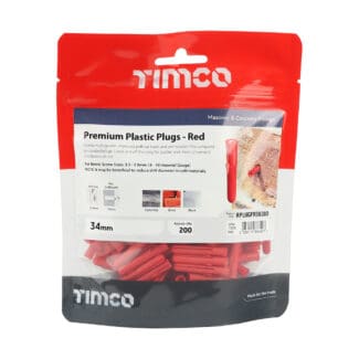 TIMCO Red Premium Plastic Plugs - 34mm