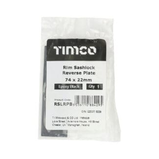 Timco Rim Sashlock Reverse Plate Epoxy Black  - 74 x 22