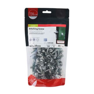 TIMCO Sheet Steel Stitching Screws Exterior Silver with EPDM Washer - 6.3 x 25