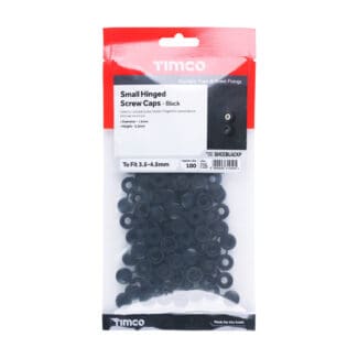 TIMCO Hinged Screw Caps Small Black - To fit 3.0 to 4.5 Screw