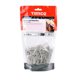 TIMCO Round Lost Head Nails A2 Stainless Steel - 50 x 2.65