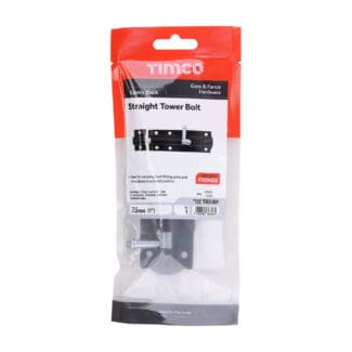 TIMCO Straight Tower Bolt Black - 3"