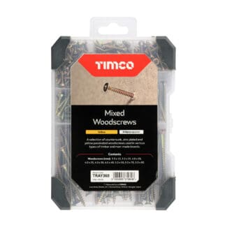 TIMCO Countersunk Gold Woodscrews Mixed Tray - 340pcs
