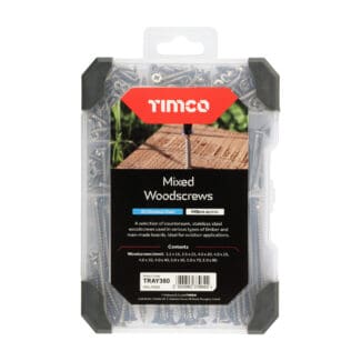 TIMCO Countersunk A2 Stainless Steel Woodscrews Mixed Tray - 340pcs