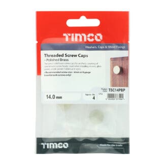 TIMCO Threaded Screw Caps Solid Brass Polished Brass - 14mm