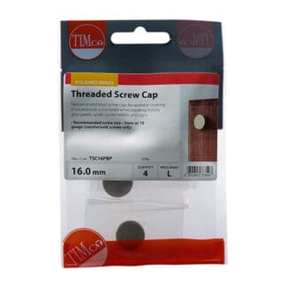 TIMCO Threaded Screw Caps Solid Brass Polished Brass - 16mm