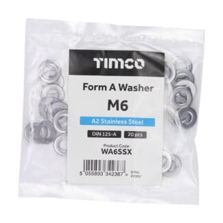 TIMCO Form A Washers DIN125-A A2 Stainless Steel - M6