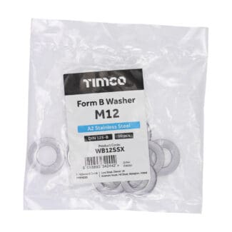 TIMCO Form A Washers DIN125-A A2 Stainless Steel - M12