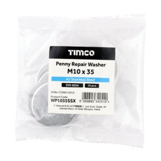 TIMCO Penny / Repair Washers DIN9054 A2 Stainless Steel - M10 x 35
