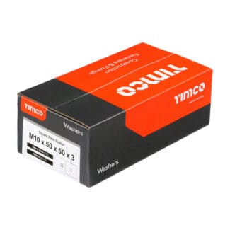 TIMCO Square Plate Washers Silver - M10 x 50 x 50 x 3