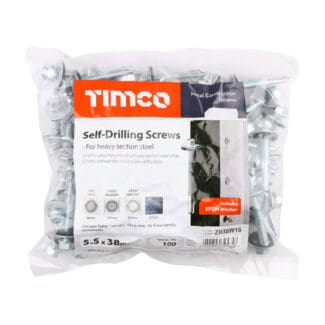 TIMCO Self-Drilling Heavy Section Silver Screws with EPDM Washer - 5.5 x 38