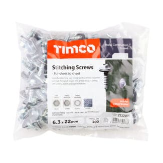 TIMCO Sheet Steel Stitching Screws Exterior Silver with EPDM Washer - 6.3 x 22